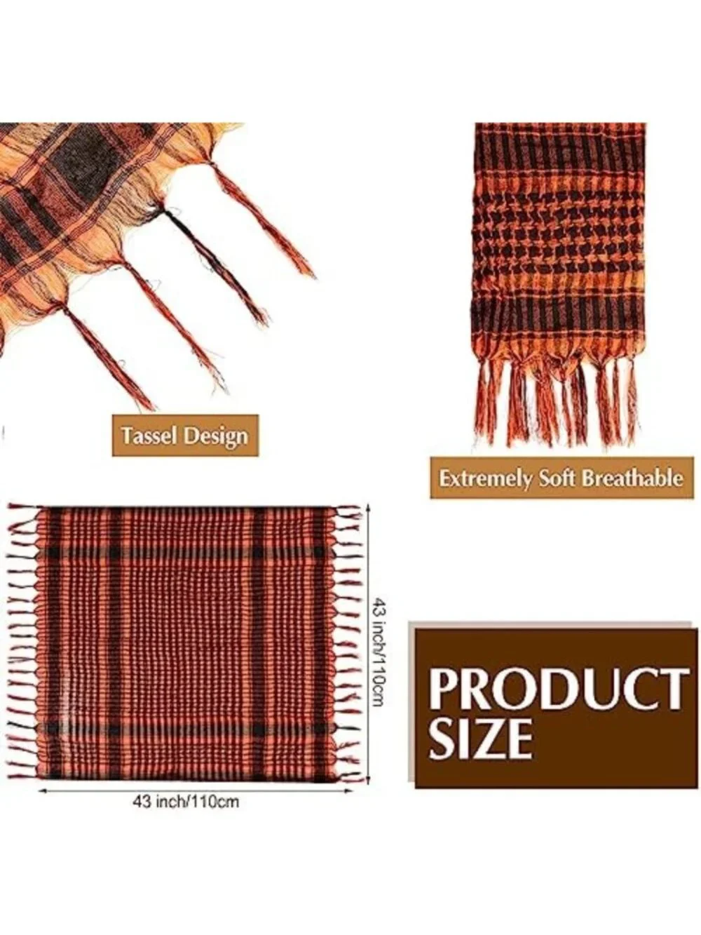 15 Pcs Tactical Shemagh Scarf Set, Keffiyeh Head Wraps, 43x43 Inches, Outdoor